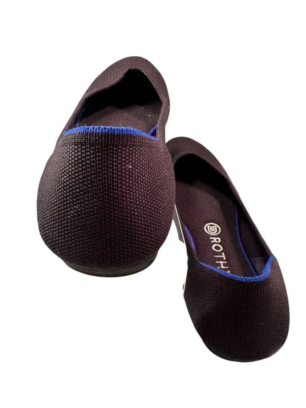 Rothys Ballet Flat Shoes Womens Electric Blue Halo Round Toe Knit Fabric Size 9